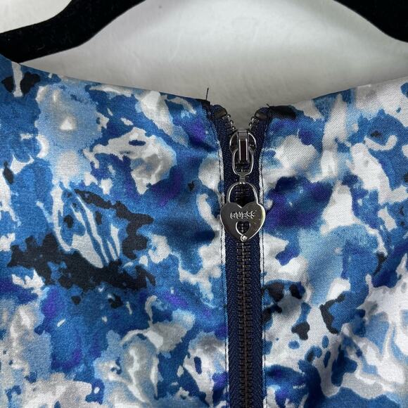 Guess Dress Women's Size 6 Blue Satin Sheath Chiffon Printed Vintage Y2K - Picture 3 of 10